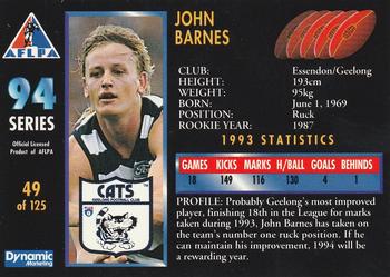 1994 Dynamic AFLPA #49 John Barnes Back